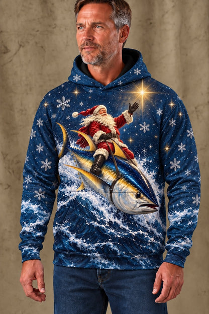 Performance Fleece-Lined Hoodie - Santa Starlight Yellowfin Tuna Sleigh image 3