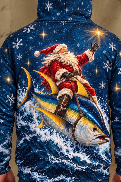 Performance Fleece-Lined Hoodie - Santa Starlight Yellowfin Tuna Sleigh image 4