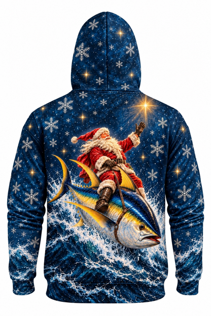 Performance Fleece-Lined Hoodie - Santa Starlight Yellowfin Tuna Sleigh image 5
