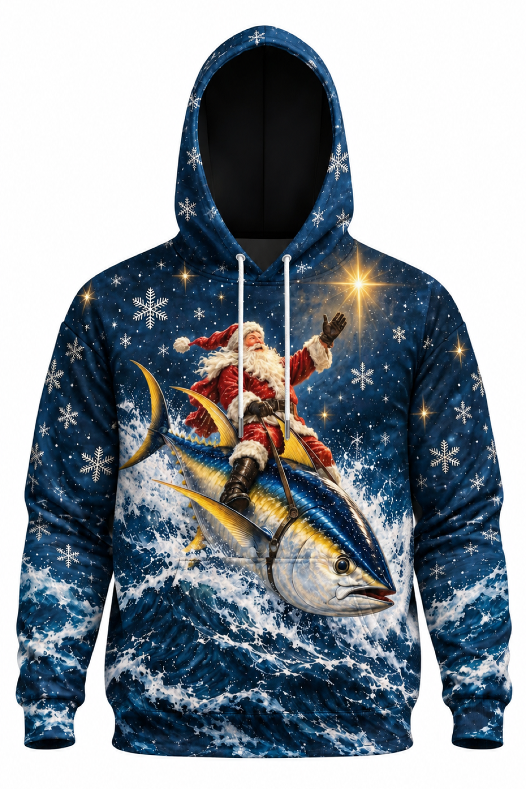Performance Fleece-Lined Hoodie - Santa Starlight Yellowfin Tuna Sleigh image 6