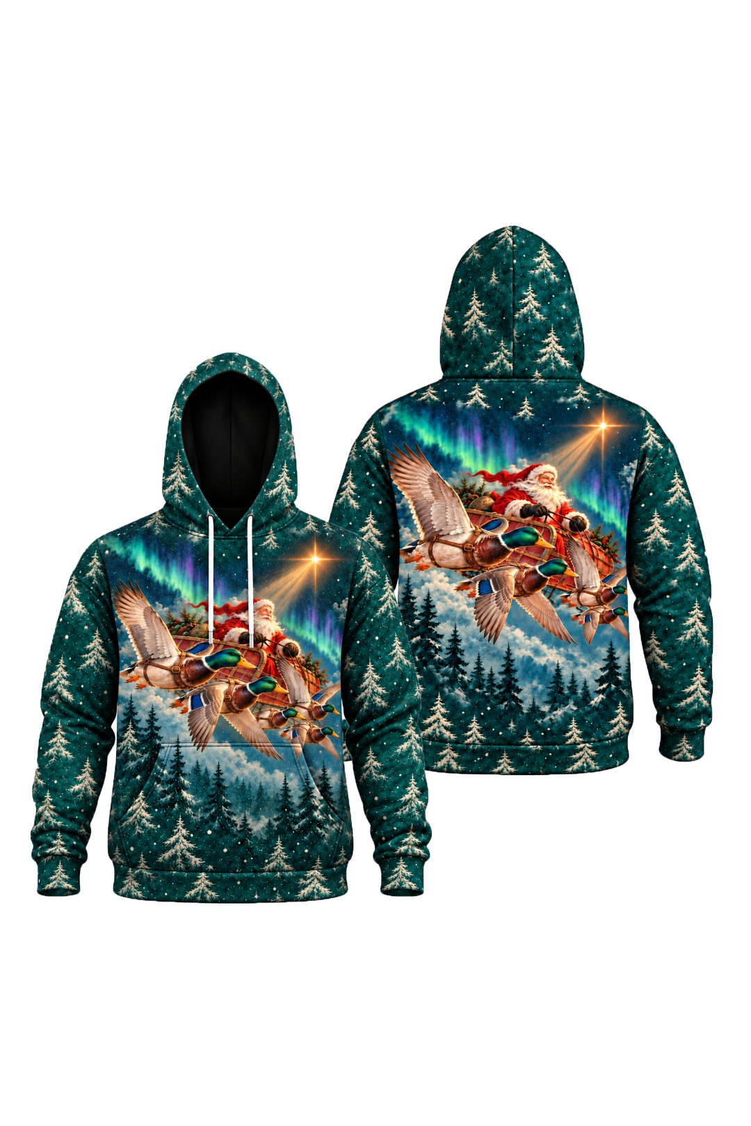Performance Fleece-Lined Hoodie - Santa Mallard Flight Sleigh image 1