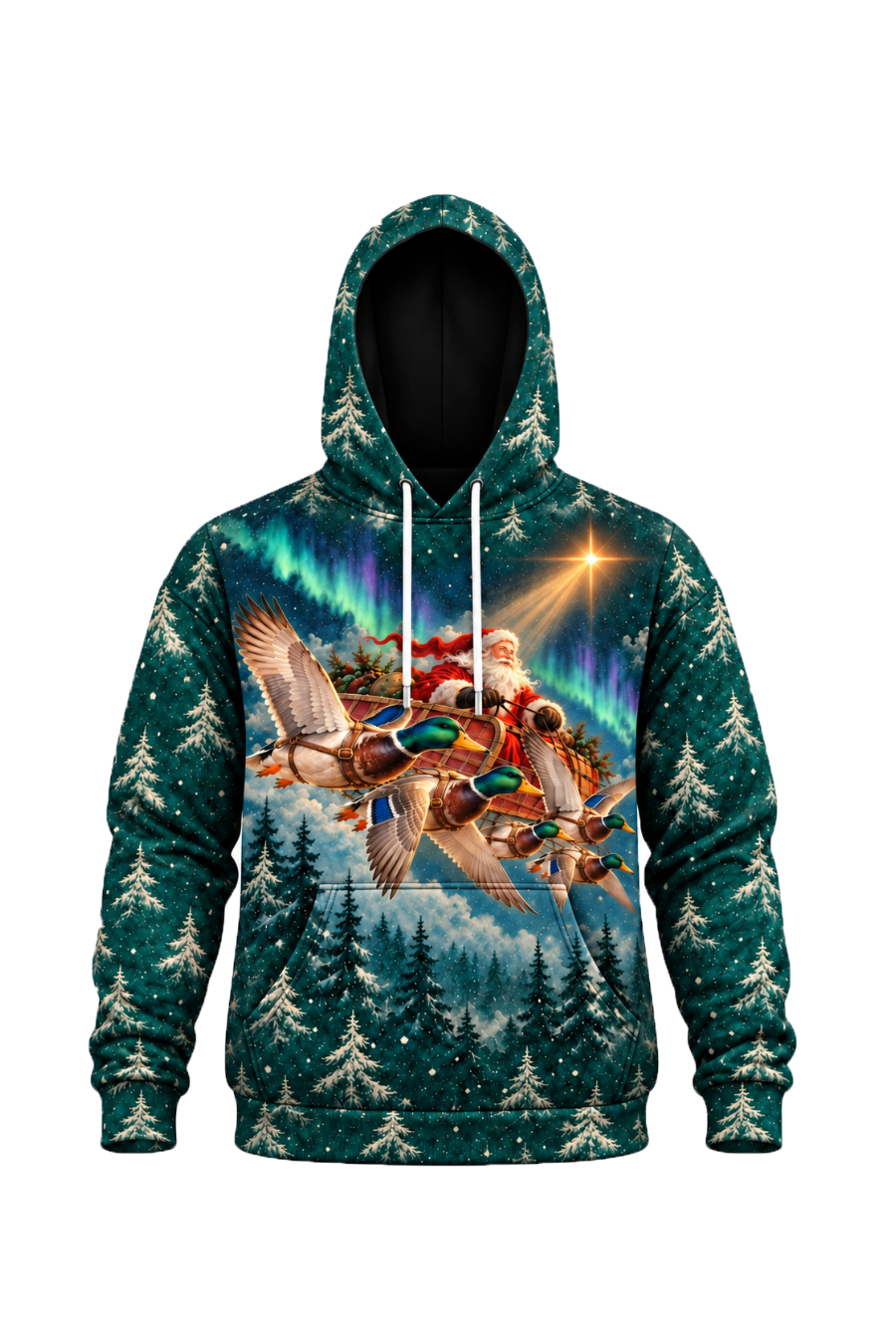 Performance Fleece-Lined Hoodie - Santa Mallard Flight Sleigh image 5