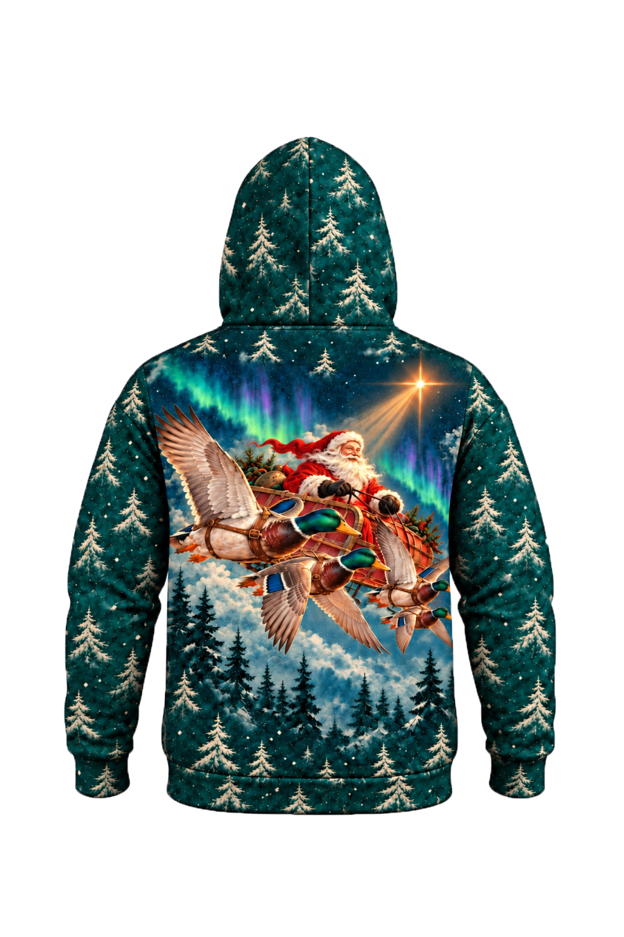 Performance Fleece-Lined Hoodie - Santa Mallard Flight Sleigh image 6