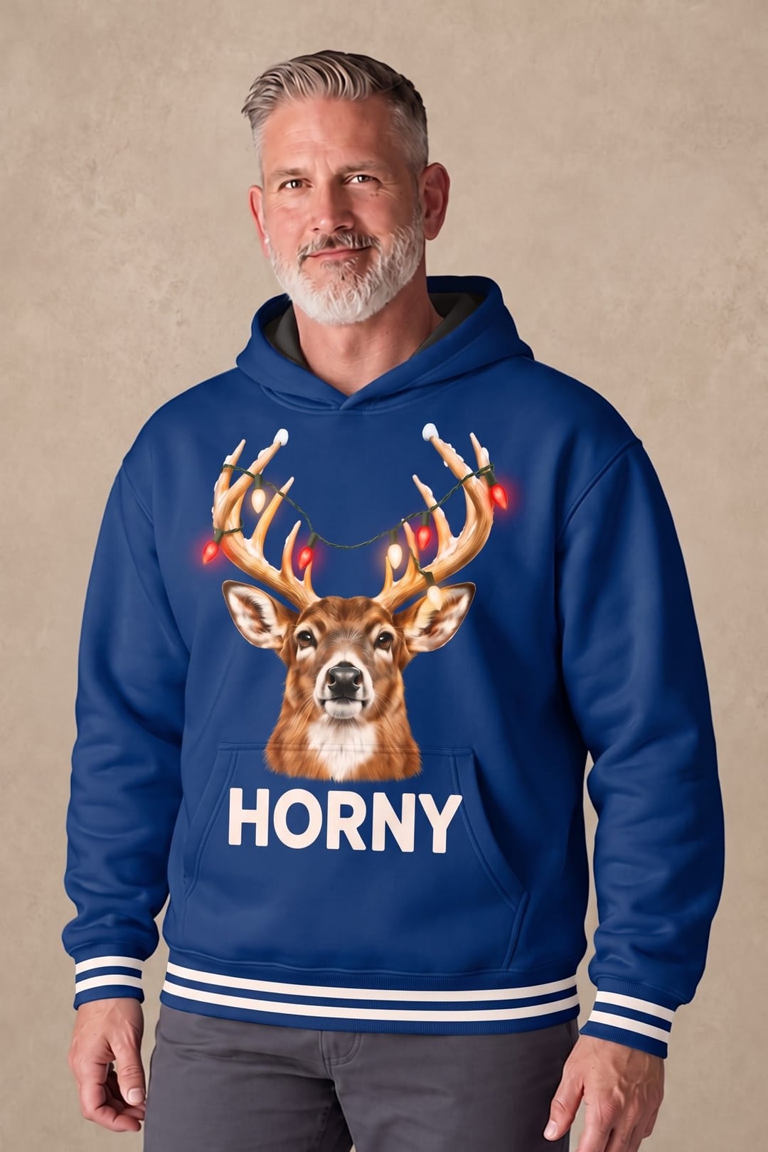 Performance Fleece-Lined Hoodie - Festive Antler Buck Horny image 2