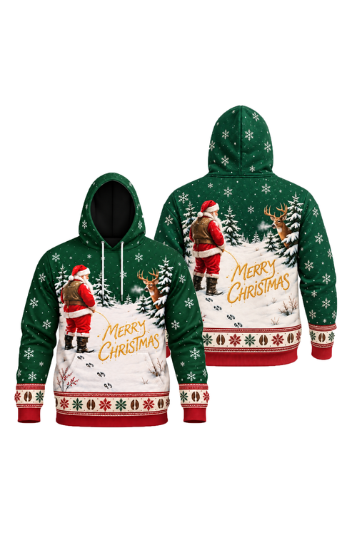 Performance Fleece-Lined Hoodie - Santa Peeing Snow Buck image 1