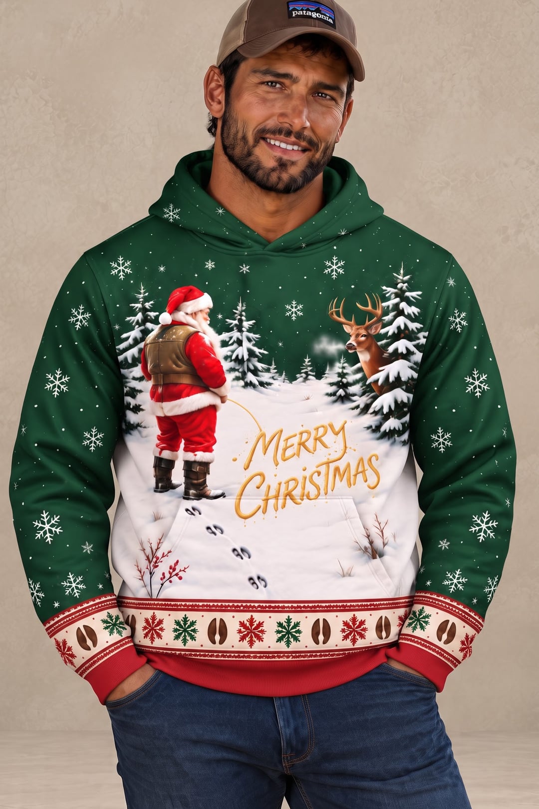 Performance Fleece-Lined Hoodie - Santa Peeing Snow Buck image 2