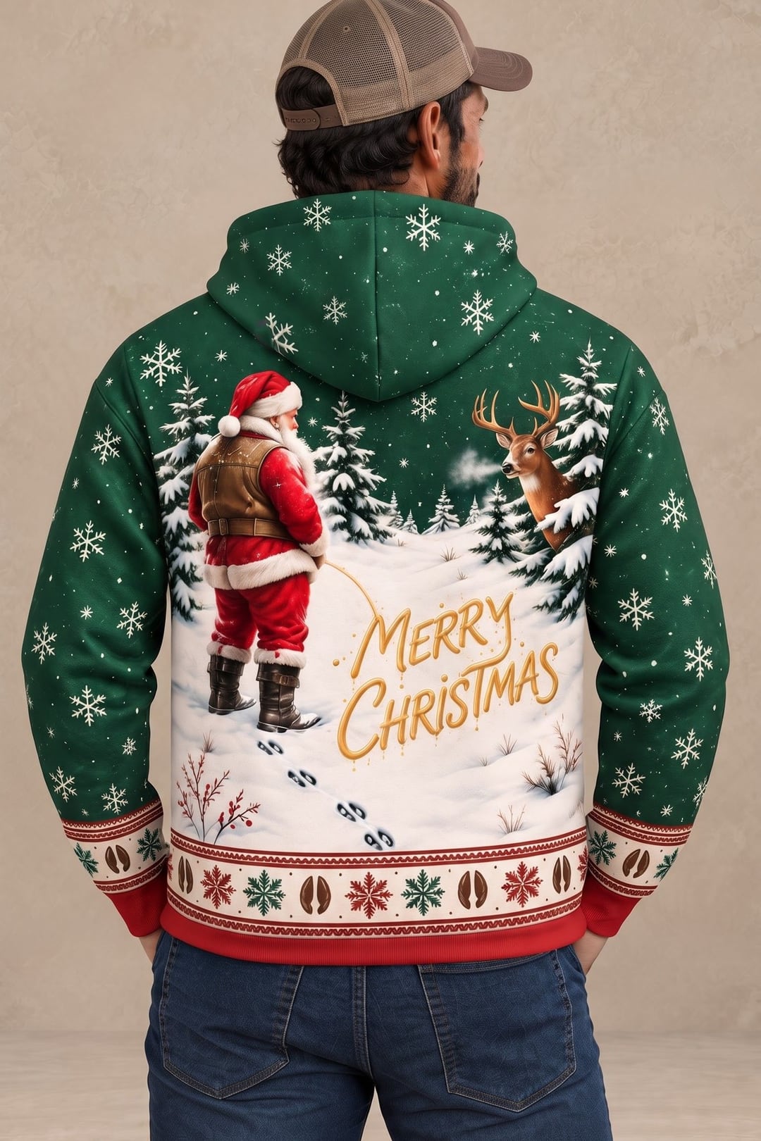 Performance Fleece-Lined Hoodie - Santa Peeing Snow Buck image 3