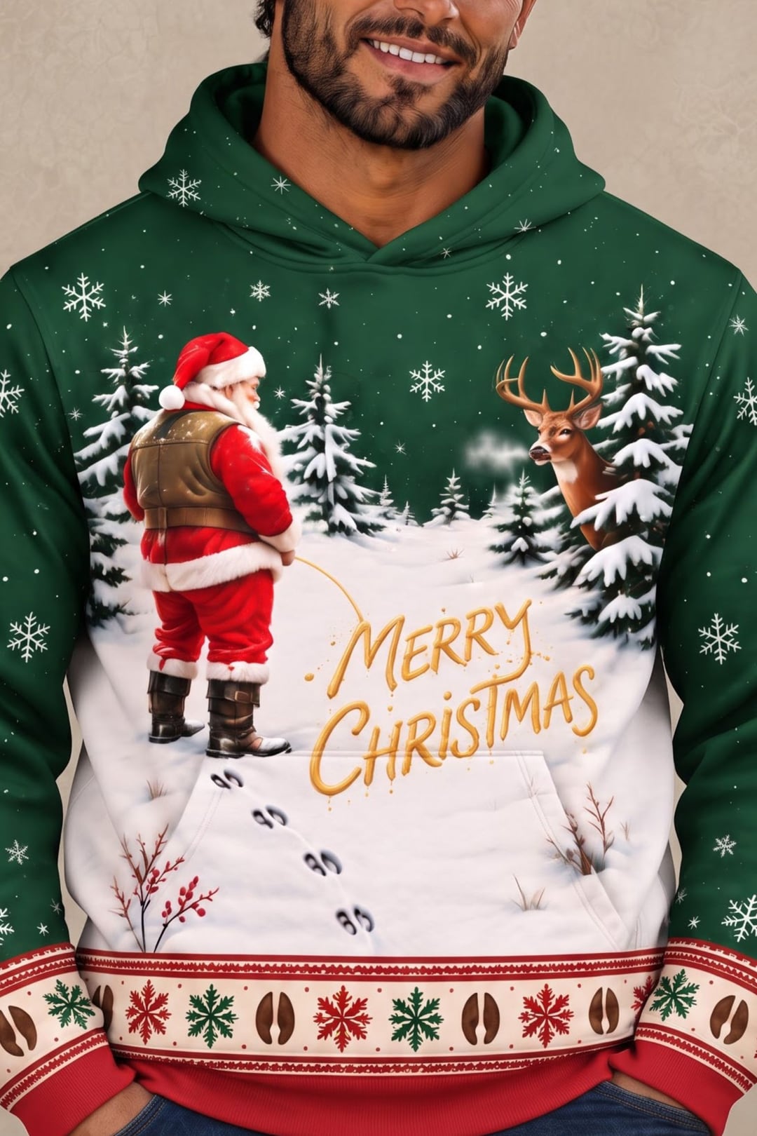 Performance Fleece-Lined Hoodie - Santa Peeing Snow Buck image 4