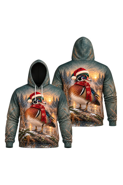 Performance Fleece-Lined Hoodie - Festive Wood Duck Timber Sunset image 1
