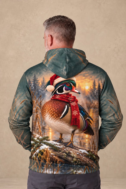 Performance Fleece-Lined Hoodie - Festive Wood Duck Timber Sunset image 3