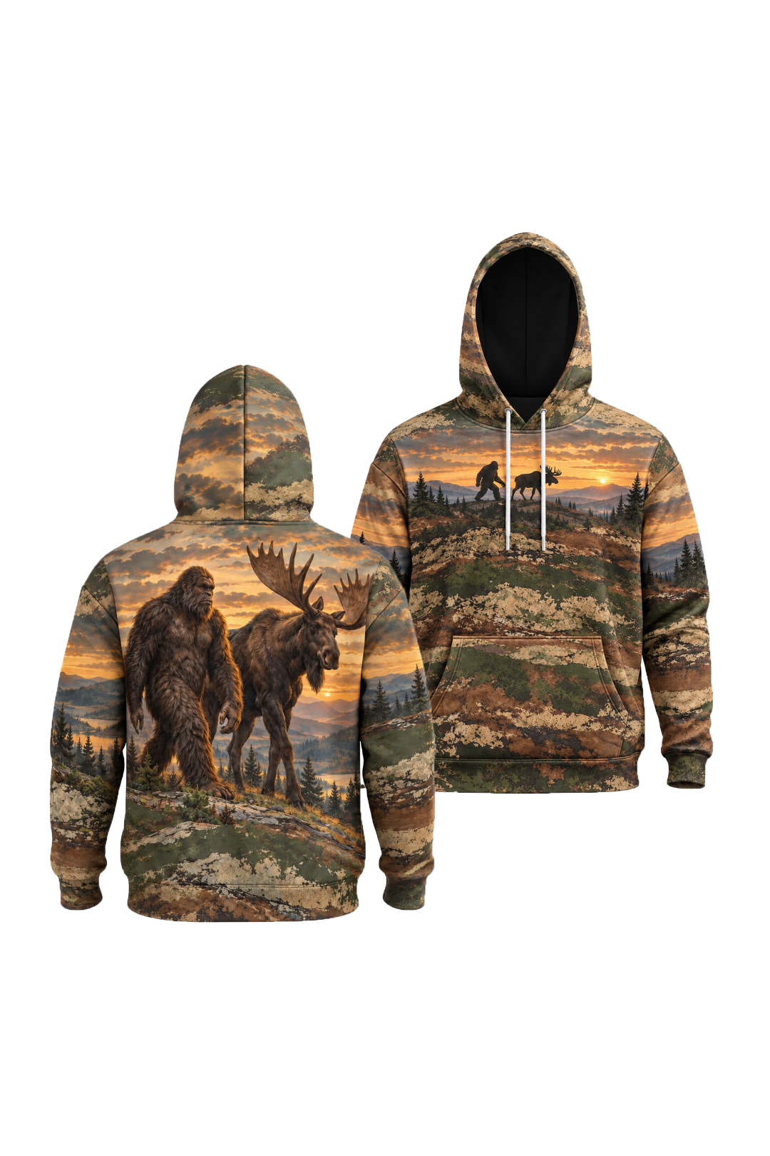 Performance Fleece-Lined Hoodie - Bigfoot Moose Ridge Sunset image 1