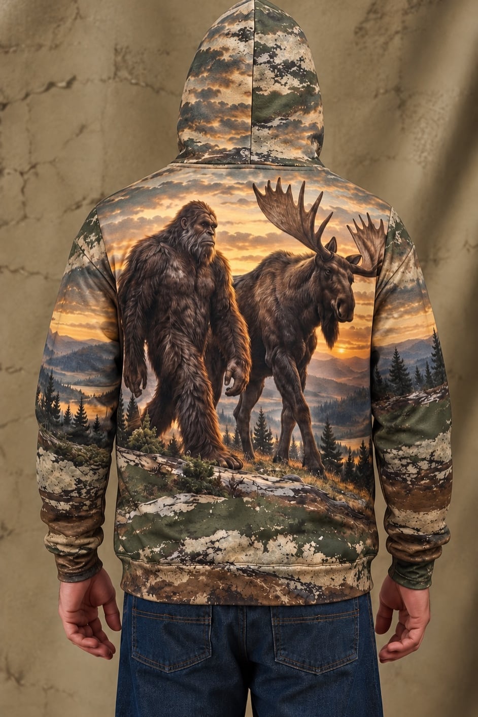 Performance Fleece-Lined Hoodie - Bigfoot Moose Ridge Sunset image 2