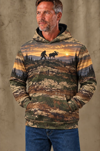 Performance Fleece-Lined Hoodie - Bigfoot Moose Ridge Sunset image 3