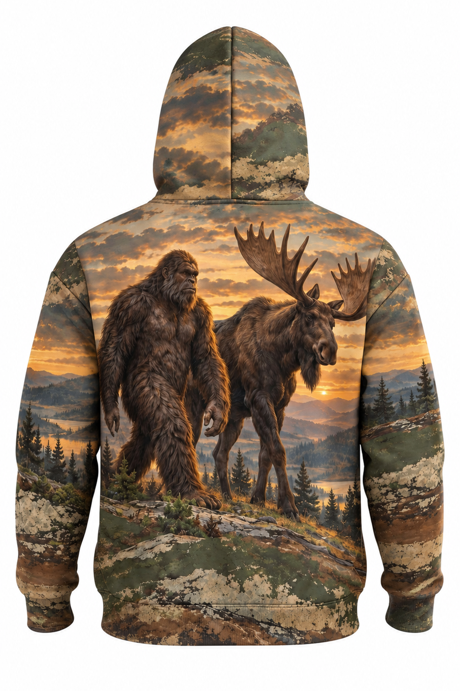 Performance Fleece-Lined Hoodie - Bigfoot Moose Ridge Sunset image 5