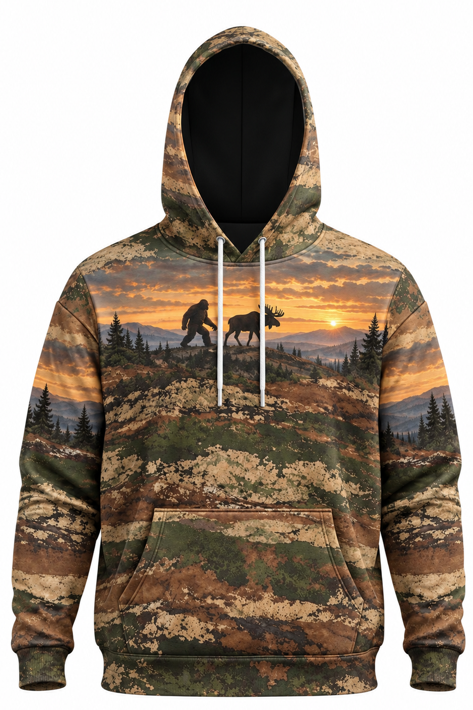Performance Fleece-Lined Hoodie - Bigfoot Moose Ridge Sunset image 6