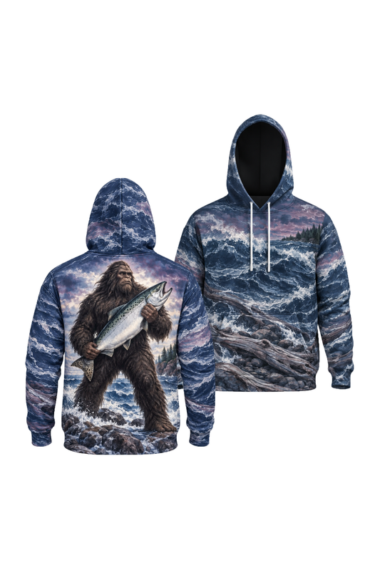 Performance Fleece-Lined Hoodie - Bigfoot Salmon Stormy Surge image 1