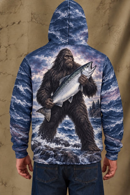 Performance Fleece-Lined Hoodie - Bigfoot Salmon Stormy Surge image 2