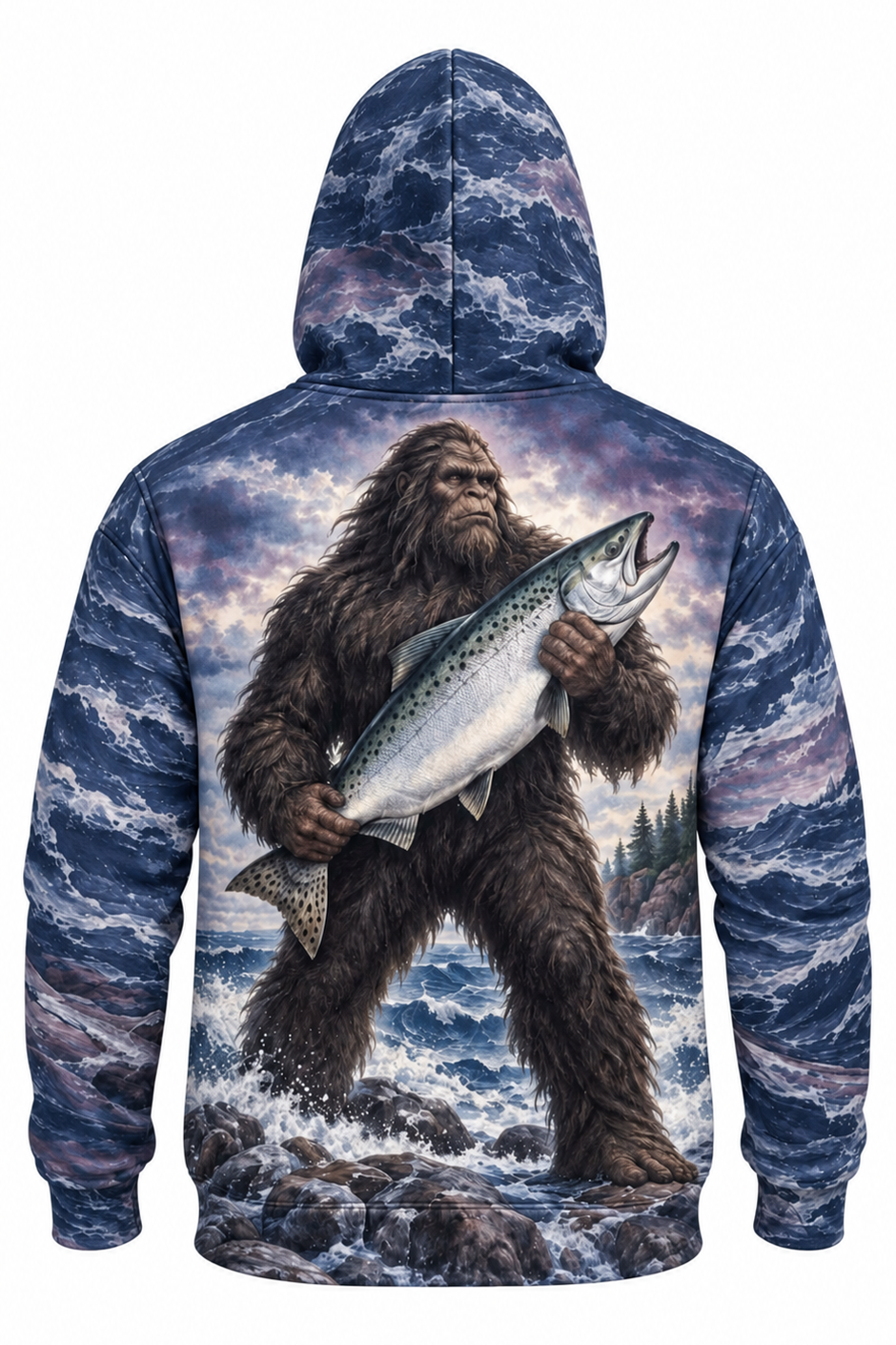 Performance Fleece-Lined Hoodie - Bigfoot Salmon Stormy Surge image 5