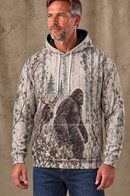 Performance Fleece-Lined Hoodie - Bigfoot Winter Birch Moose image 2