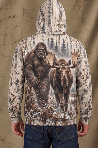 Performance Fleece-Lined Hoodie - Bigfoot Winter Birch Moose image 3