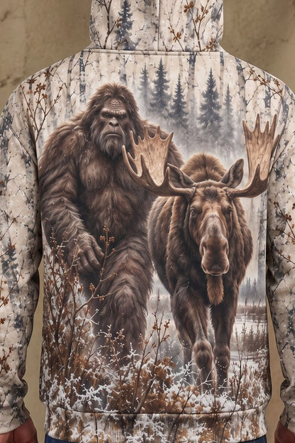 Performance Fleece-Lined Hoodie - Bigfoot Winter Birch Moose image 4