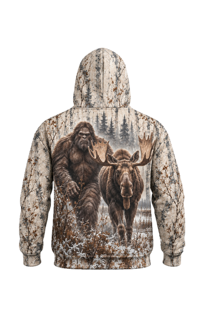 Performance Fleece-Lined Hoodie - Bigfoot Winter Birch Moose image 5