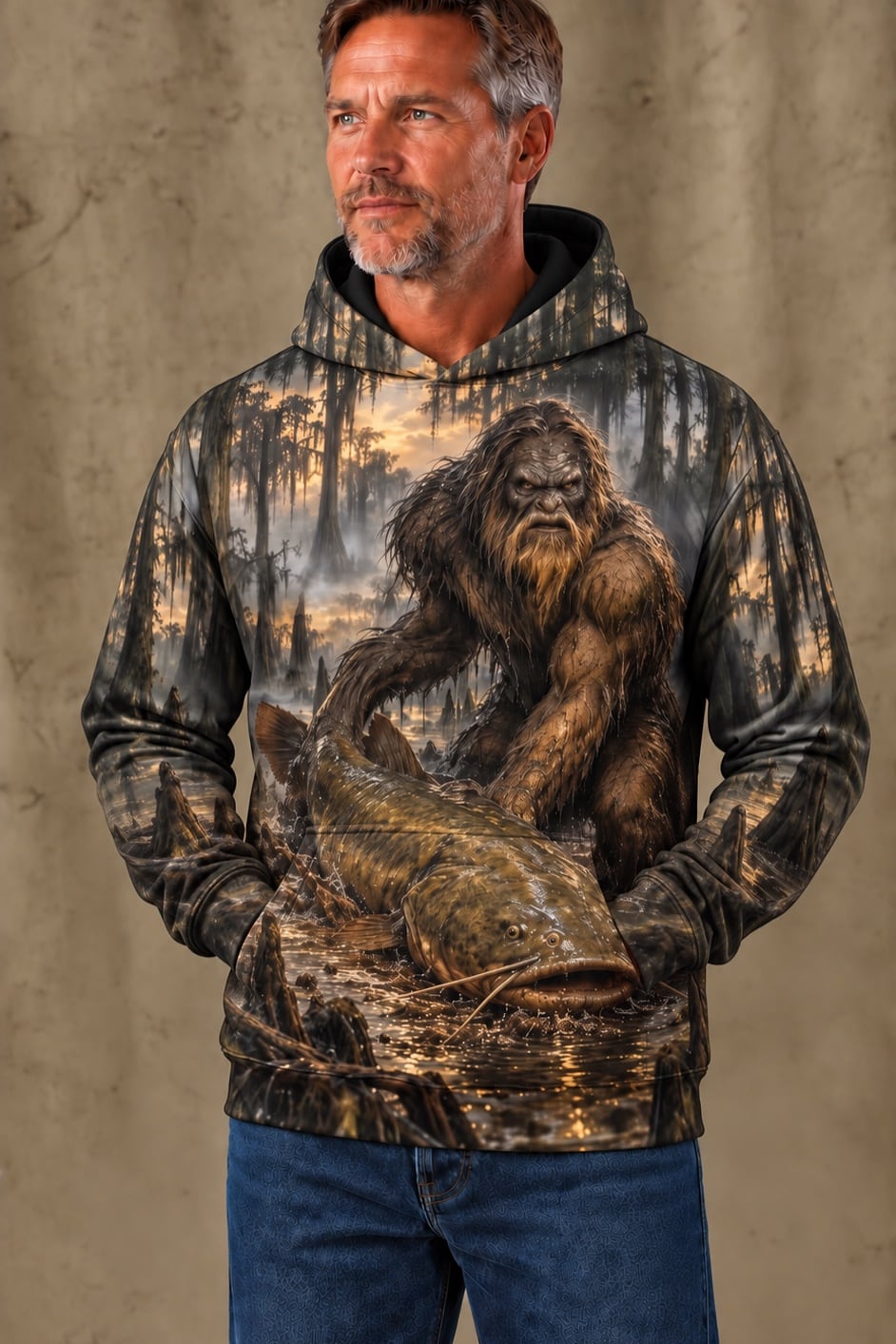 Performance Fleece-Lined Hoodie - Fouke Monster Catfish Swamp image 3