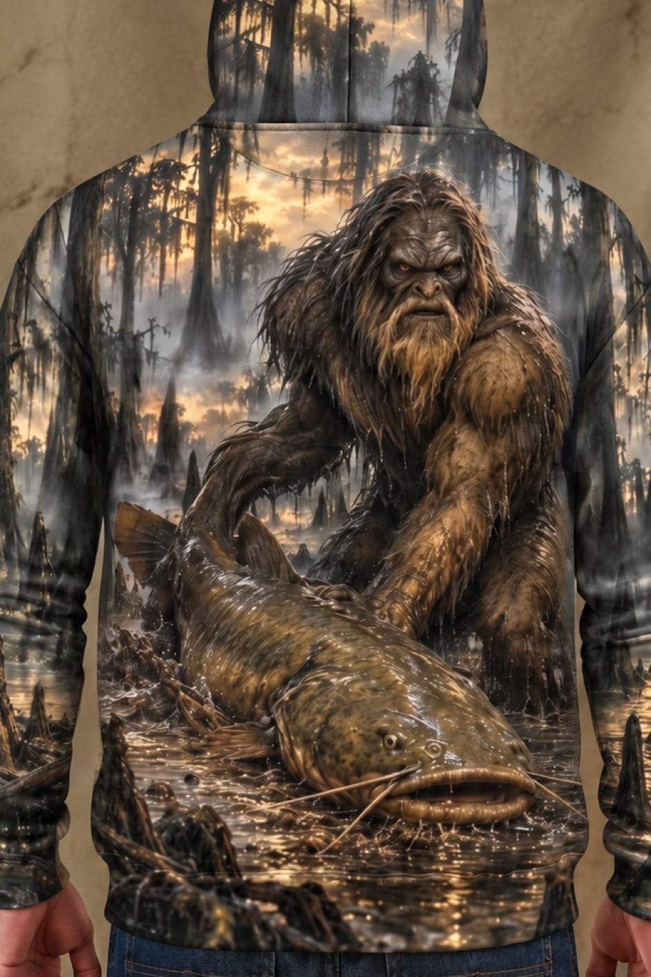 Performance Fleece-Lined Hoodie - Fouke Monster Catfish Swamp image 4
