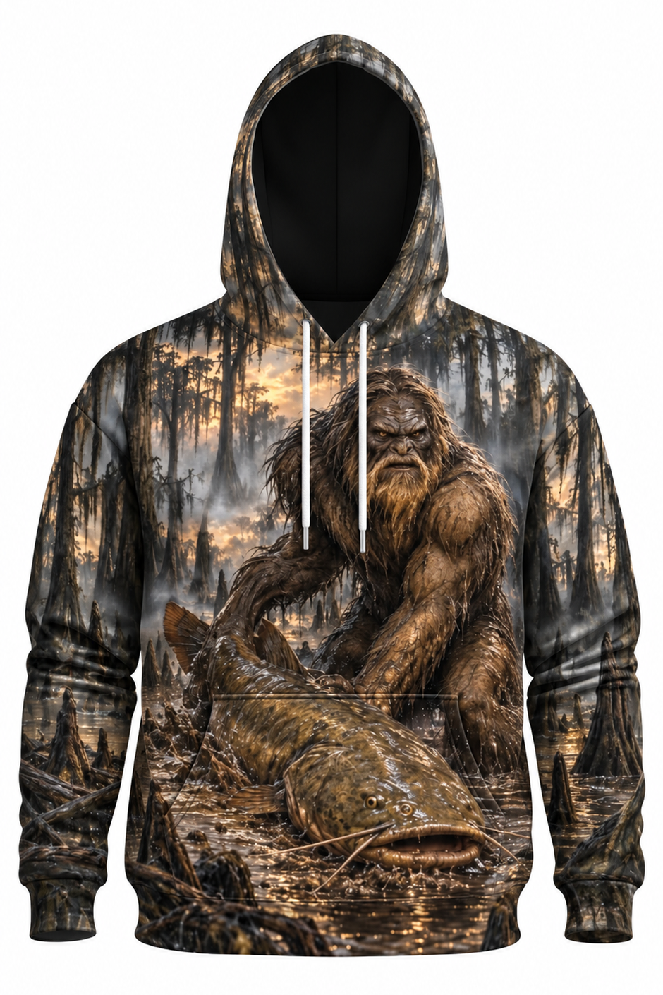 Performance Fleece-Lined Hoodie - Fouke Monster Catfish Swamp image 6