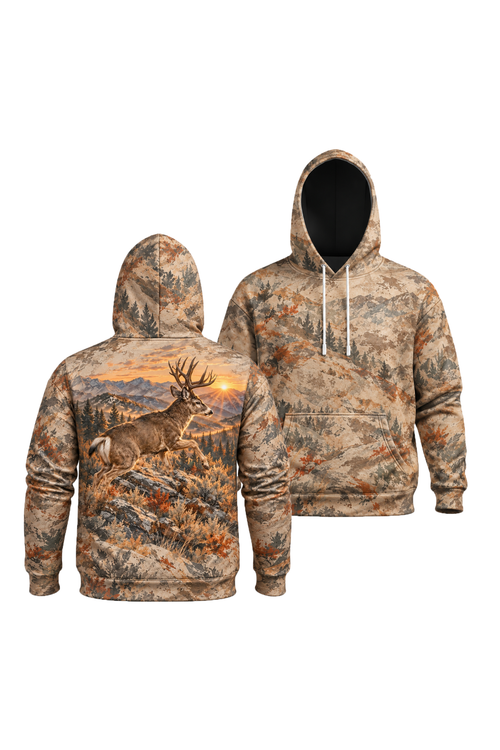 Performance Fleece-Lined Hoodie - Mule Deer Golden Ridge Bound image 1