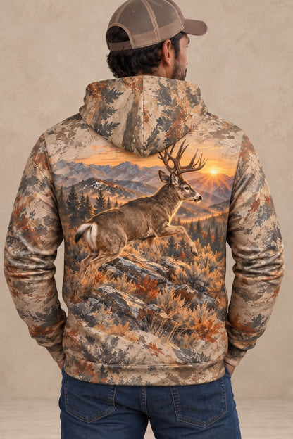 Performance Fleece-Lined Hoodie - Mule Deer Golden Ridge Bound image 2