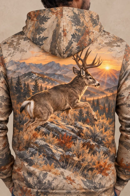 Performance Fleece-Lined Hoodie - Mule Deer Golden Ridge Bound image 4