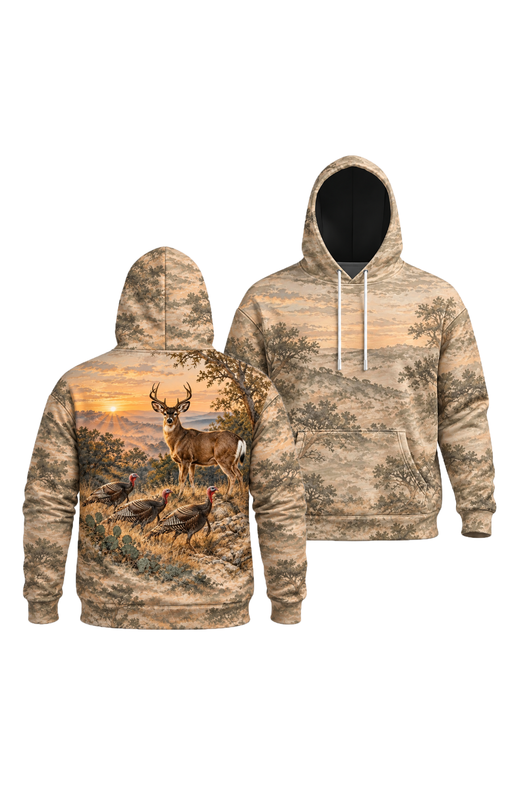 Performance Fleece-Lined Hoodie - Mule Deer Sunrise Ridge Patrol image 1