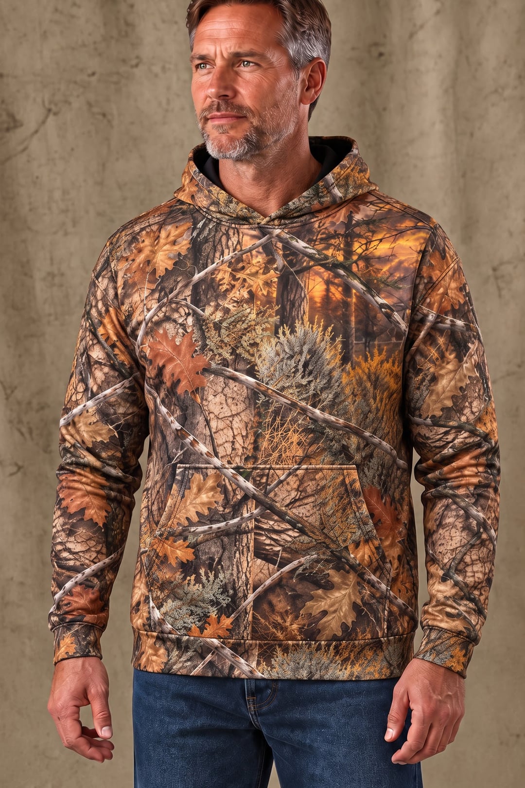 Performance Fleece-Lined Hoodie - Mule Deer Autumn Sunset Horizon image 3