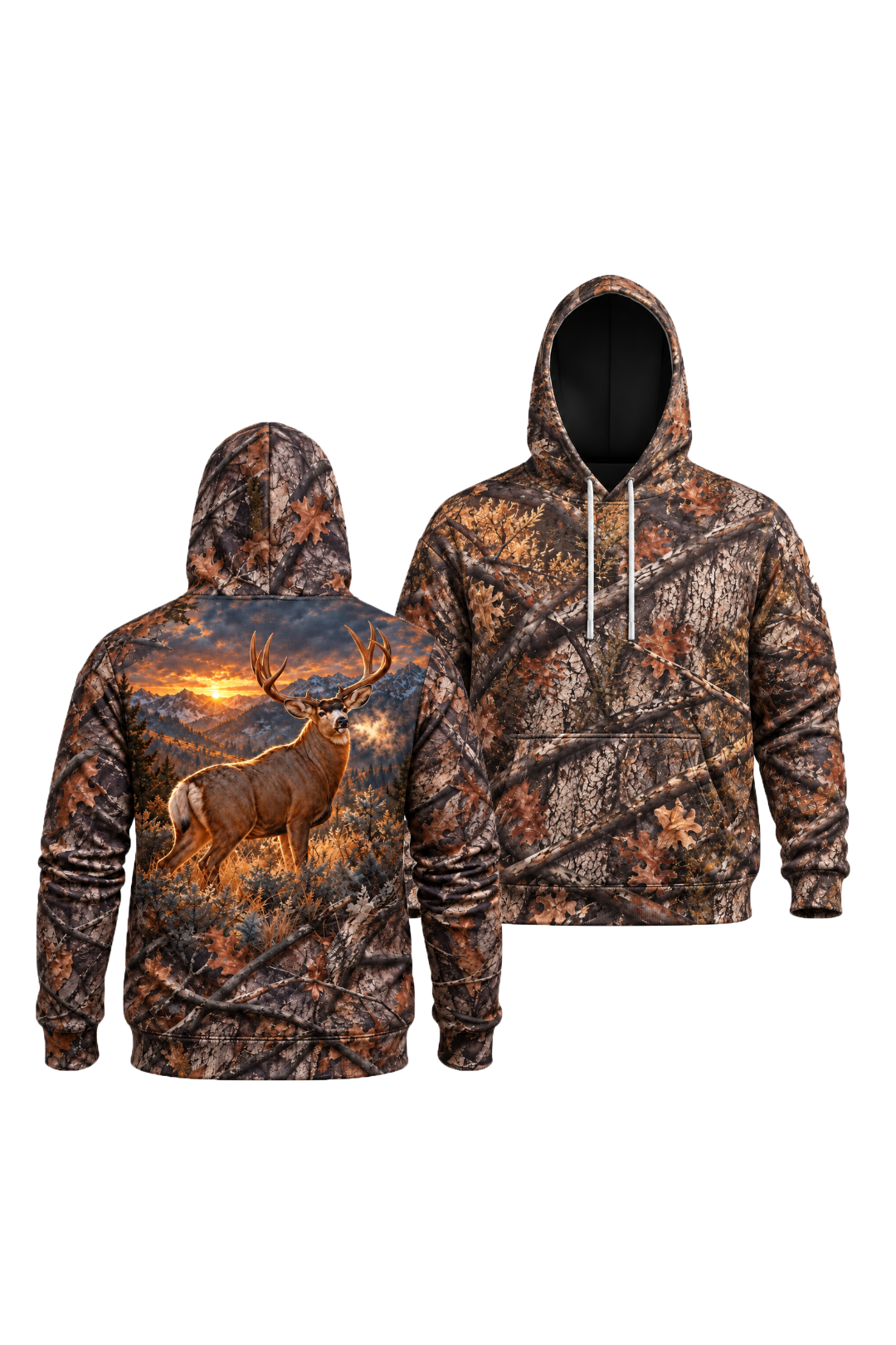 Performance Fleece-Lined Hoodie - Mule Deer Alpine Sunrise Monarch image 1