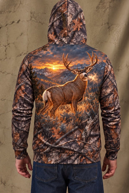 Performance Fleece-Lined Hoodie - Mule Deer Alpine Sunrise Monarch image 2