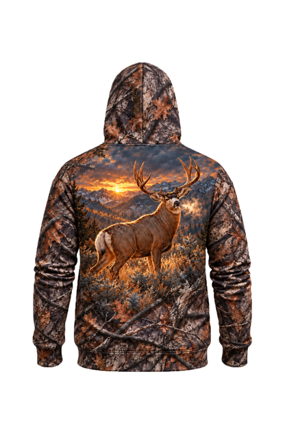 Performance Fleece-Lined Hoodie - Mule Deer Alpine Sunrise Monarch image 5