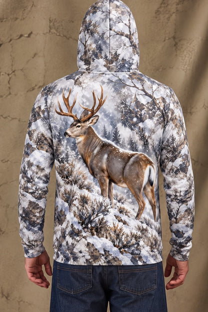 Performance Fleece-Lined Hoodie - Mule Deer Winter Timber Sentinel image 2