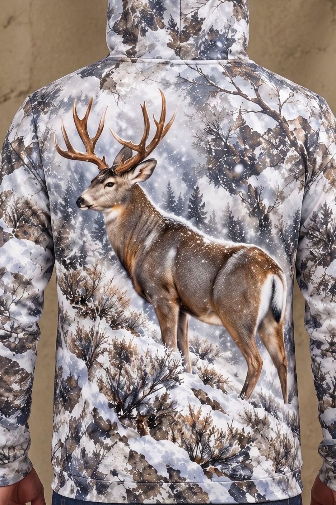 Performance Fleece-Lined Hoodie - Mule Deer Winter Timber Sentinel image 4