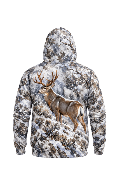 Performance Fleece-Lined Hoodie - Mule Deer Winter Timber Sentinel image 5