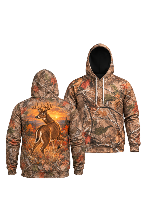 Performance Fleece-Lined Hoodie - Mule Deer Autumn Glow Stalker image 1