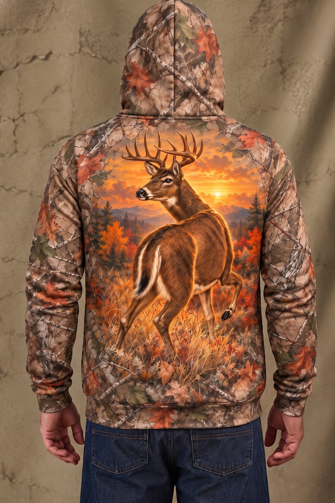 Performance Fleece-Lined Hoodie - Mule Deer Autumn Glow Stalker image 2