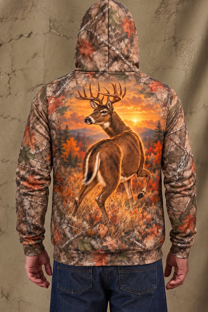 Performance Fleece-Lined Hoodie - Mule Deer Autumn Glow Stalker image 2
