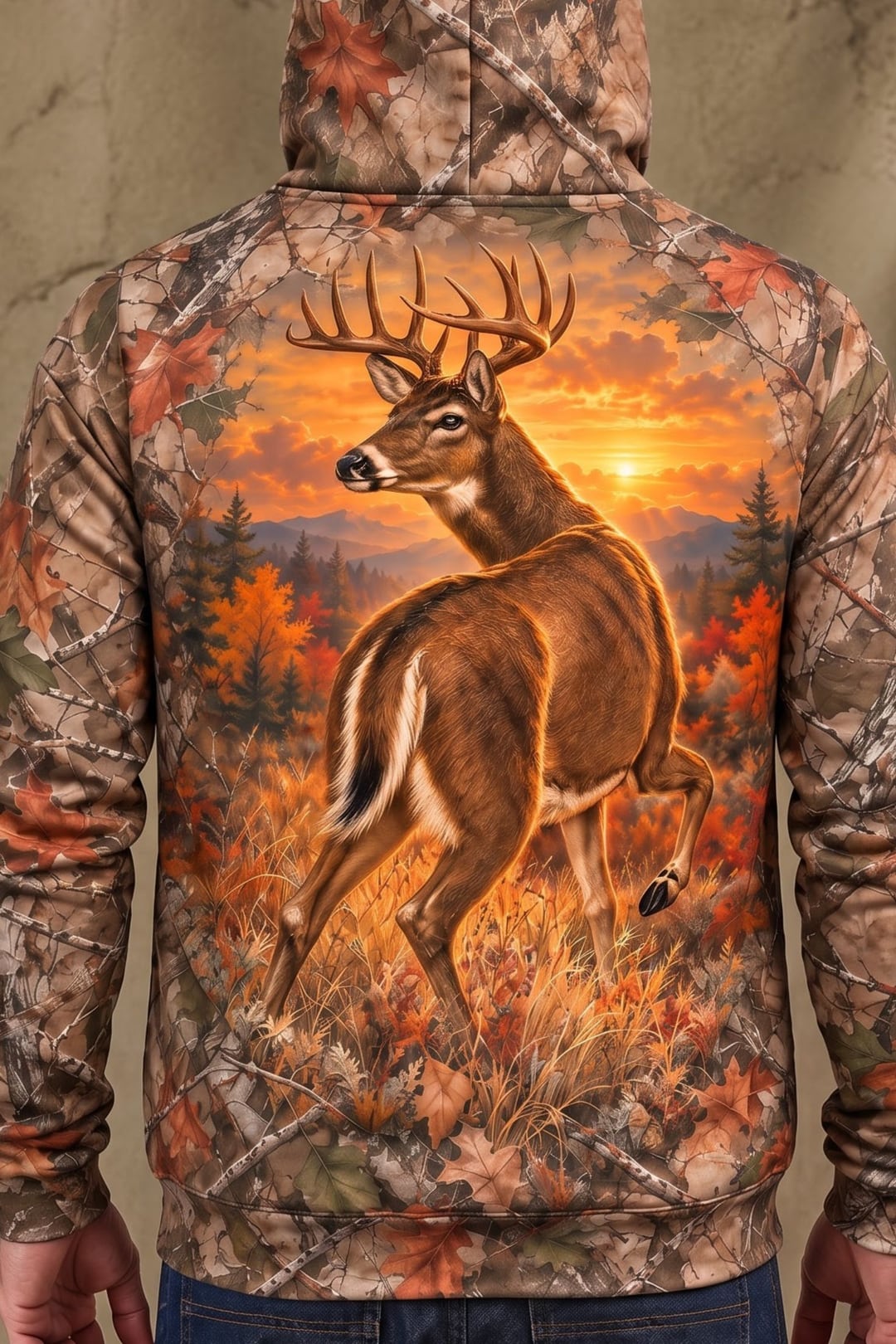 Performance Fleece-Lined Hoodie - Mule Deer Autumn Glow Stalker image 4