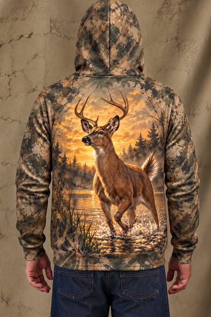 Performance Fleece-Lined Hoodie - Deer Sunset Marsh Splash image 2