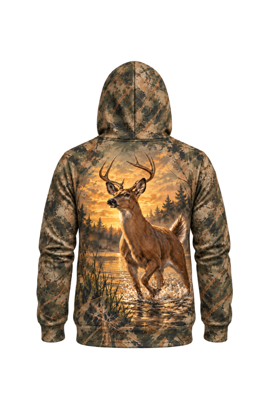 Performance Fleece-Lined Hoodie - Deer Sunset Marsh Splash image 5