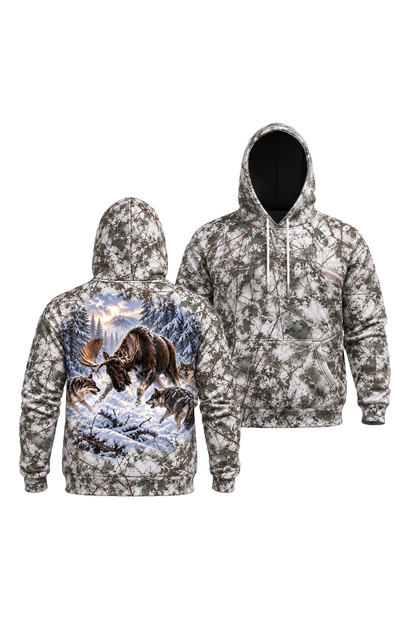 Performance Fleece-Lined Hoodie - Moose Frostbound Wolf Stand image 1
