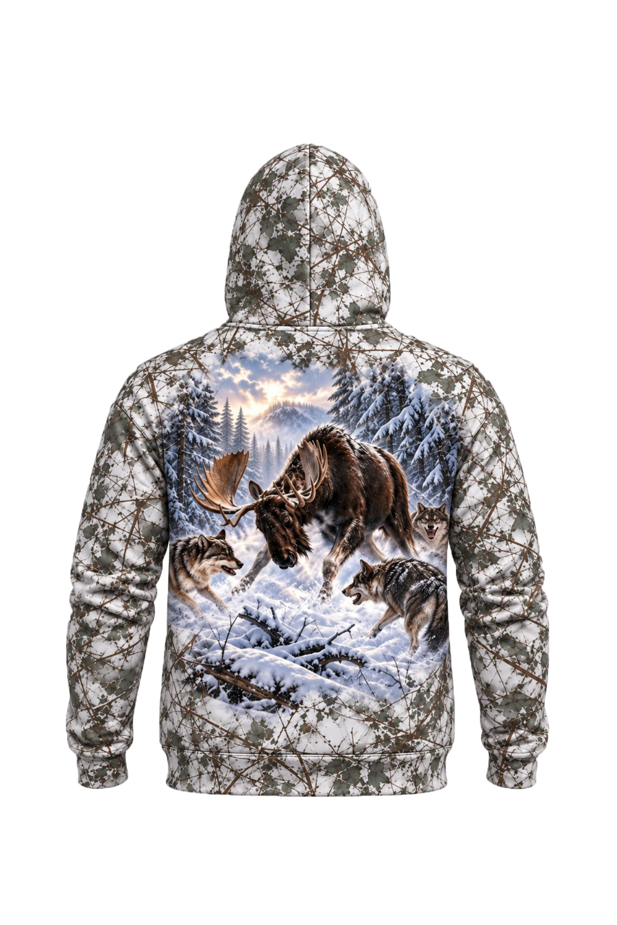 Performance Fleece-Lined Hoodie - Moose Frostbound Wolf Stand image 5