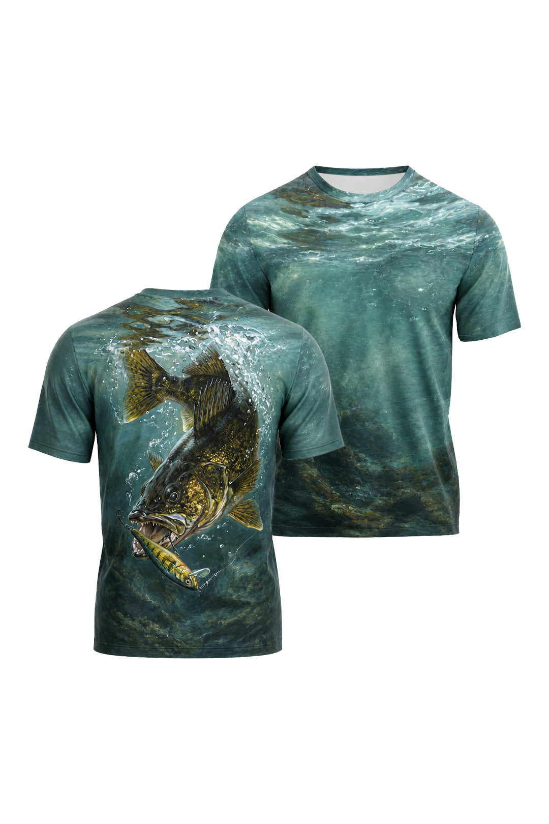 Pro Fishing Short Sleeve - Cold Teal Walleye - AOS69 image 1