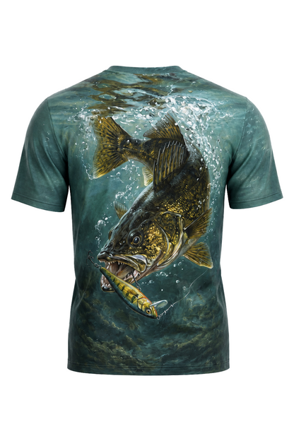 Pro Fishing Short Sleeve - Cold Teal Walleye - AOS69 image 4